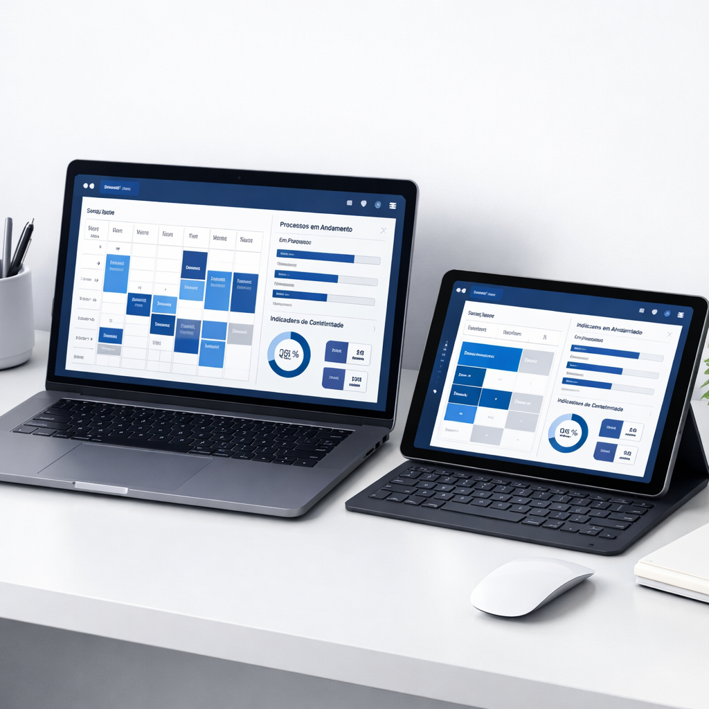 Interface da plataforma PCA Expert em notebook mostrando visão operacional